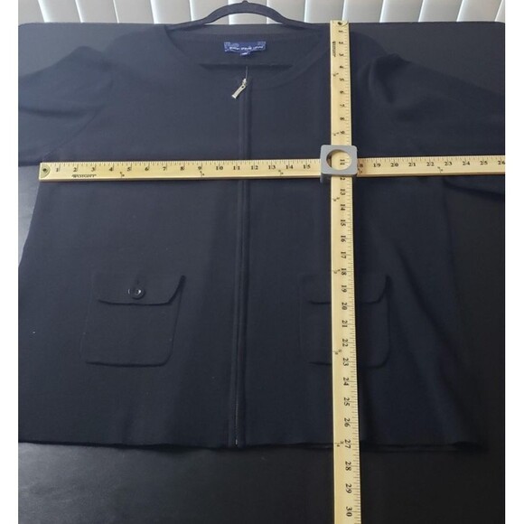 Susan Graver Style Sweater Womens 1X Black Zip Front Cardigan Pockets Knit Plus - Picture 7 of 9